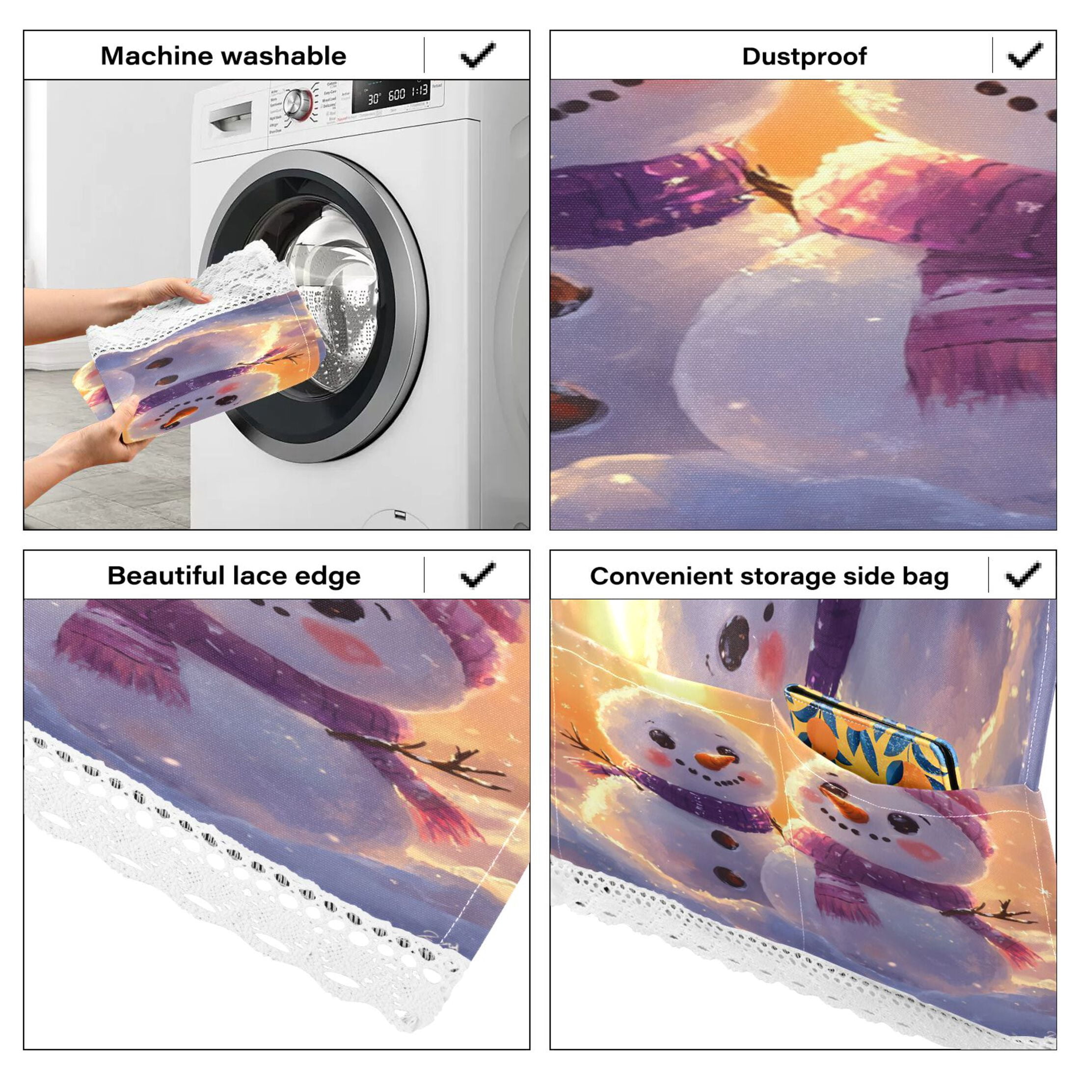 WOBOGO Snowman at Sunset Washing Machine Cloth Dryer Refrigerator Top Cover Protective Non-Slip Mat For Kitchen Laundry