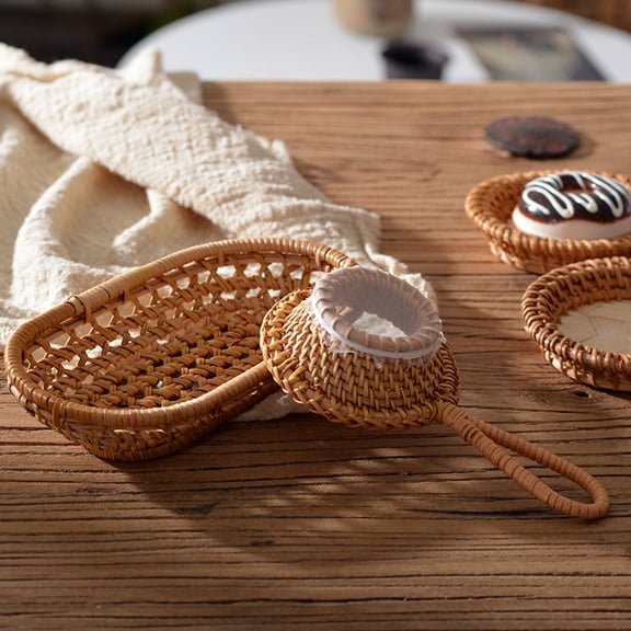 KAKOWELY Small Rattan Basket Brown Bathroom Use 1Pack