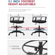 BestOffice Tall Drafting Office Chair, Lumbar Support, Adjustable Arms, Swivel Rolling for Adults(White)