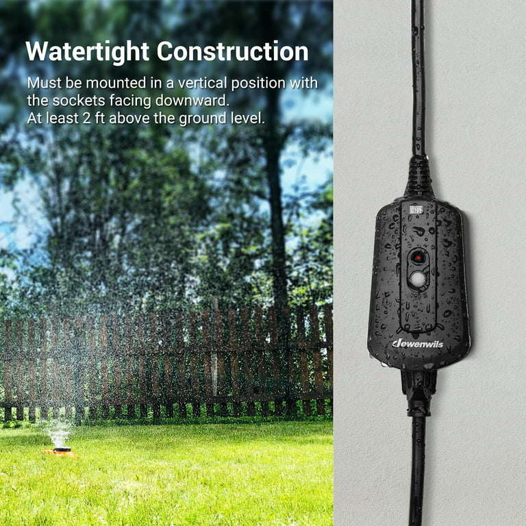 DEWENWILS Outdoor Remote Control Outlet, Waterproof Heavy Duty Wireless Electrical Plug Outlet Switch for Lights, Separately Controlled 3 Receivers