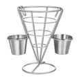 thumbnail image 1 of Soporte para papas fritas estilo occidental, cesta portátil para pollo y papas fritas, cesta de hierro para refrigerios, para mesa de restaurante y Copa doble, 1 of 8