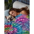 thumbnail image 3 of Colorful California King Size Flat Sheet, Wrinkleproof & Fadeproof Cooling Flat Bed Sheet Only, Ethnic Modern Abstract Watercolor Tie-Dye Breathable Soft Bedding Top Sheets 108 x 98 Inches, 3 of 8
