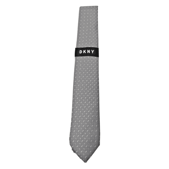 Dkny men's Geometric Textured Patterned Silk Woven Neck Tie One Size/Silver