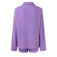 thumbnail image 5 of Riforla Womens Casual Western Style Comfortable Trendy Long Sleeved Shirt Shorts Suit Two Piece Sets for Women L, 5 of 7