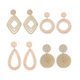 thumbnail image 1 of 4 pares de pendientes de ratán trenzados estilo boho, ligeros y llamativos, ideales como regalo. De color claro, 1 of 9