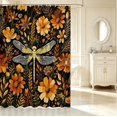 thumbnail image 2 of Erosebridal Bohemian Dragonfly Shower Curtain 72Wx84L,Retro Flower Bathroom Shower Curtain,Black Gold, 2 of 5