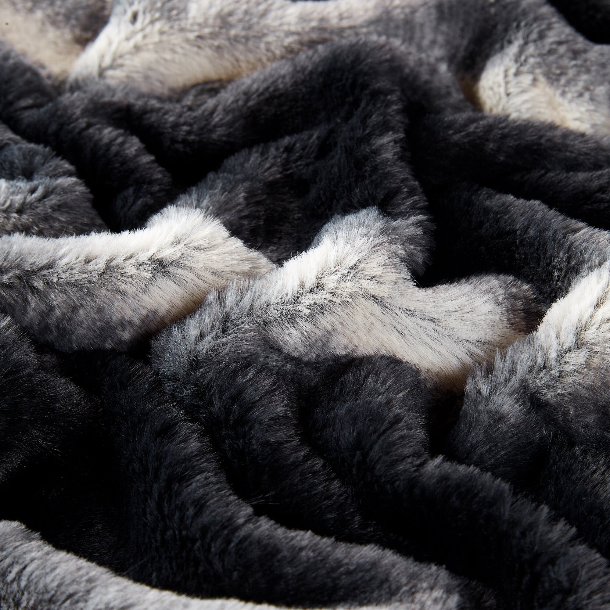SoftLux Ombre Stripe Velvet Plush Fleece Throw Black and White Blanket, 50" x 60" Adults and Teens