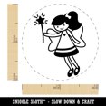 thumbnail image 2 of Sweet Fairy with Wand Self-Inking Rubber Stamp Ink Stamper - Brown Ink - Mini 1/2 Inch, 2 of 7