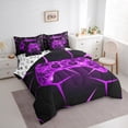thumbnail image 3 of Castle Fairy Video Game 7pcs Bedding Comforter Set,Black Purple Queen Bedding Sets Super Cozy,Geometric Theme Queen Sheet Sets,Ultra Soft Abstract Home Decor,Reversible, 3 of 8