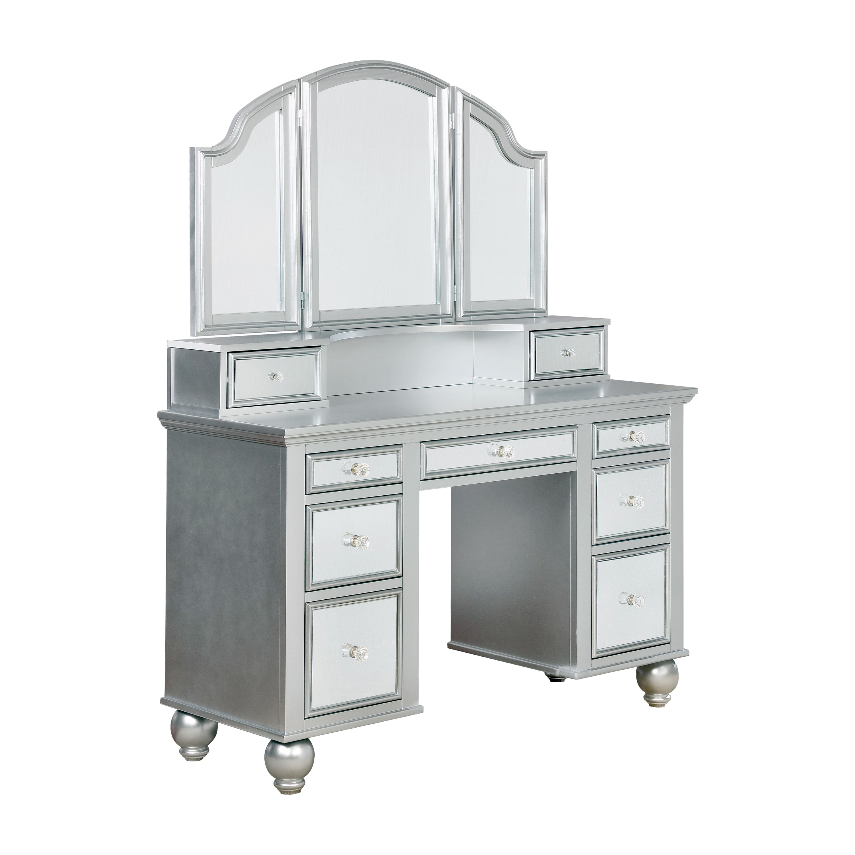 Furniture of America Stella Contemporary 3-Piece Vanity Set, Silver