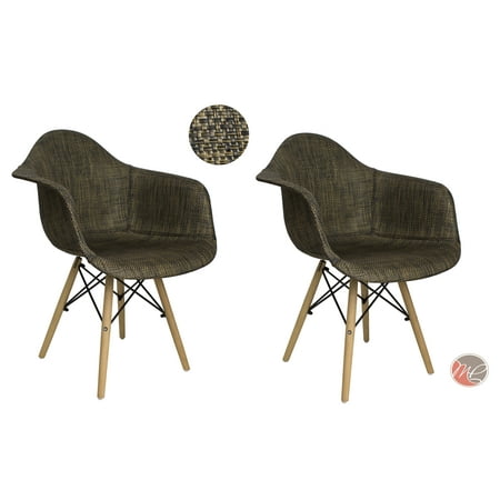 Pier 1 Rattan Bedroom Furniture MADISON PARK SET OF 2 Modern Contemporary Eames HAVERFORD Leisure Chair Rattan Black/Bronze Seating Accent for Dinning, Den, Bedroom or Kitchen ()