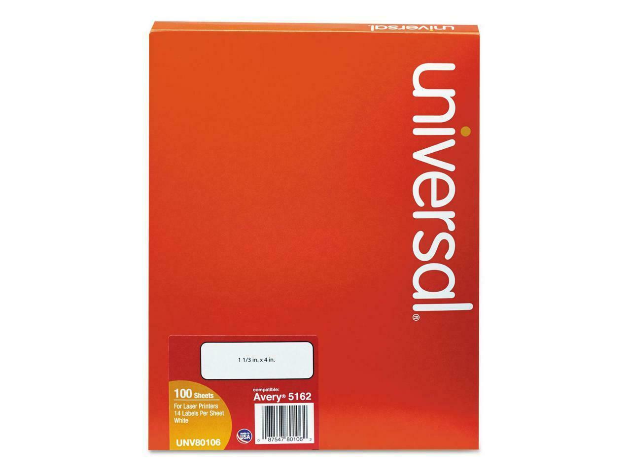 Laser Printer Permanent Labels, 1 1/3 X 4, White, 1400/Box ...