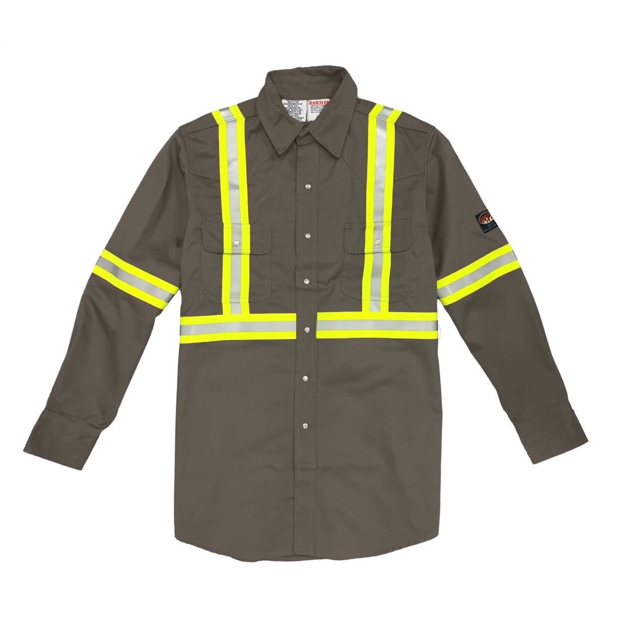 Rasco FR Gray Lightweight Work Shirt with Reflective Striping