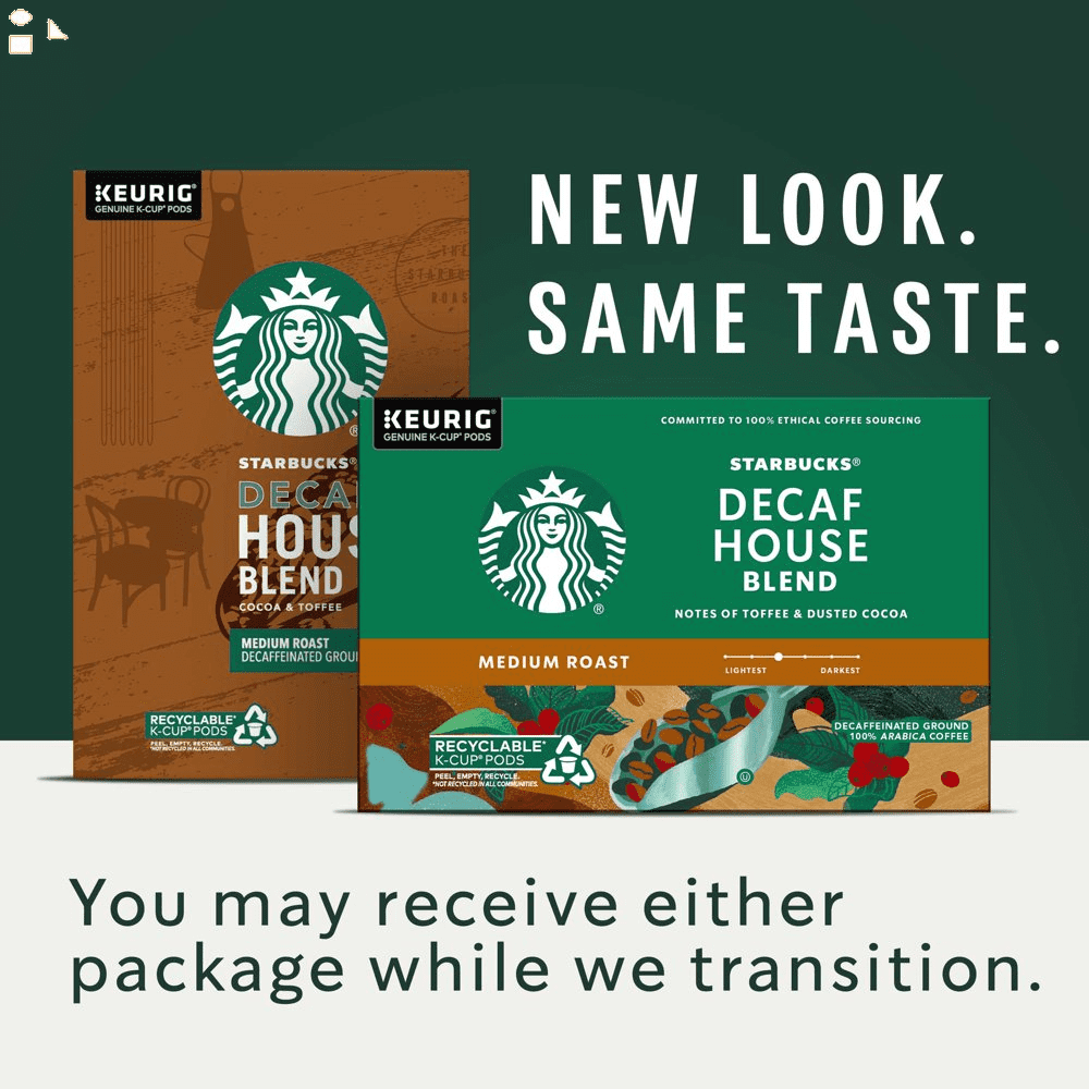 Starbucks Decaf House Blend, Medium Roast K-Cup Coffee Pods, 100% Arabica, 22 Ct