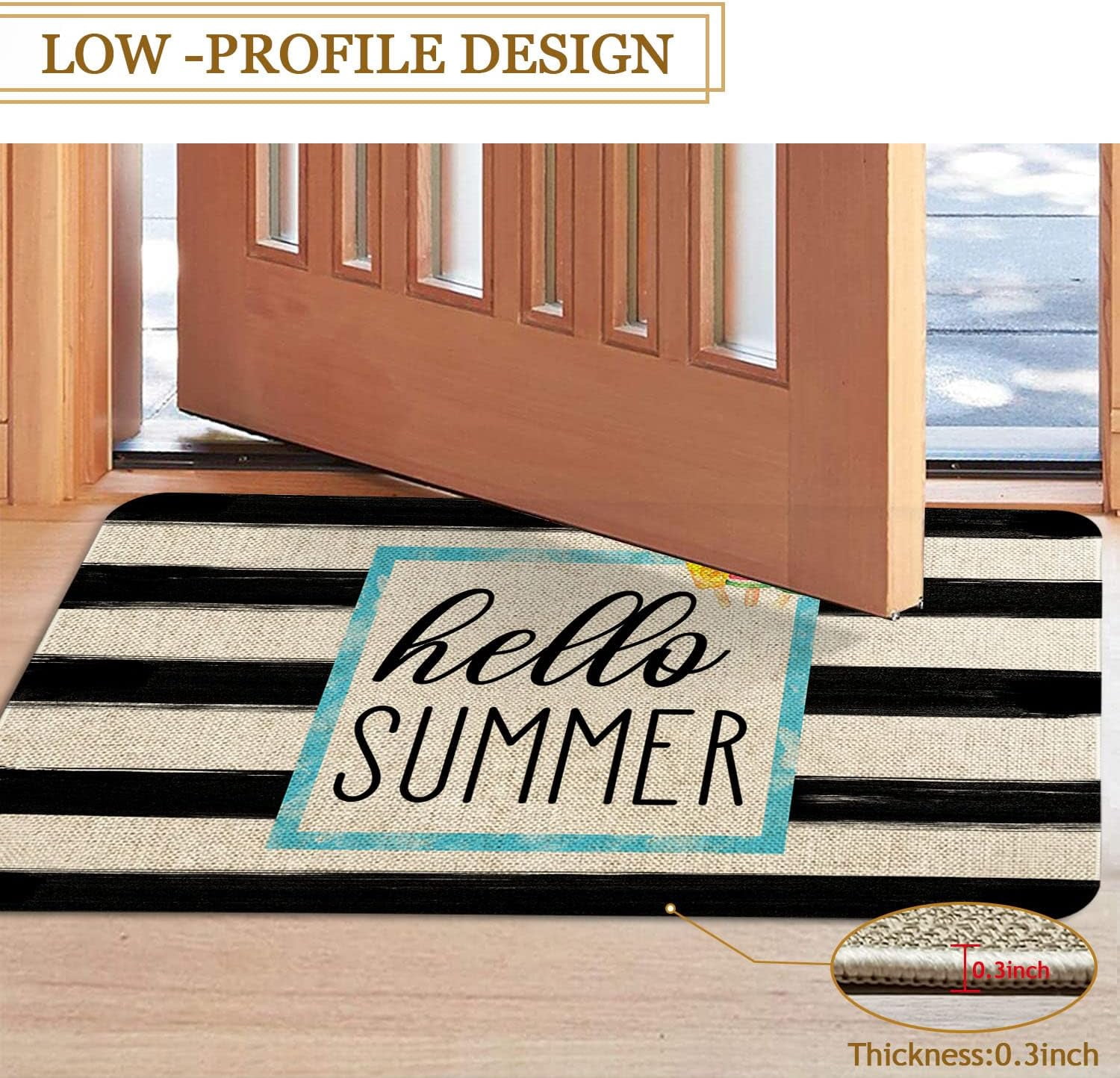Summer Door Mat 30 X 17 Inch Hello Summer Doormat Indoor Outdoor Entrance Floor Mat Non Slip Summer Decor Rubber Welcome Mats