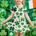 thumbnail image 3 of Robes d'Été Décontractées pour Filles, Tenue de la Saint-Patrick pour Enfants à Manches Courtes, Robe de Fête à Col Rond pour Tout-Petits pour les Vacances, Robe Sans Manches Évasée pour l'École et le Quotidien, 3 of 8