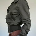 thumbnail image 7 of Vintage Jean Crop Jacket with Pokcets Womens Imitation Denim Retro Moto Y2k Coat Fashion Spring Fall Outerwear (S, Army Green), 7 of 7