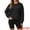 Black, variant on Unique Bargains Women Crew Neck Fleece Pullover Oversized Cropped Sweatshirt S Khaki