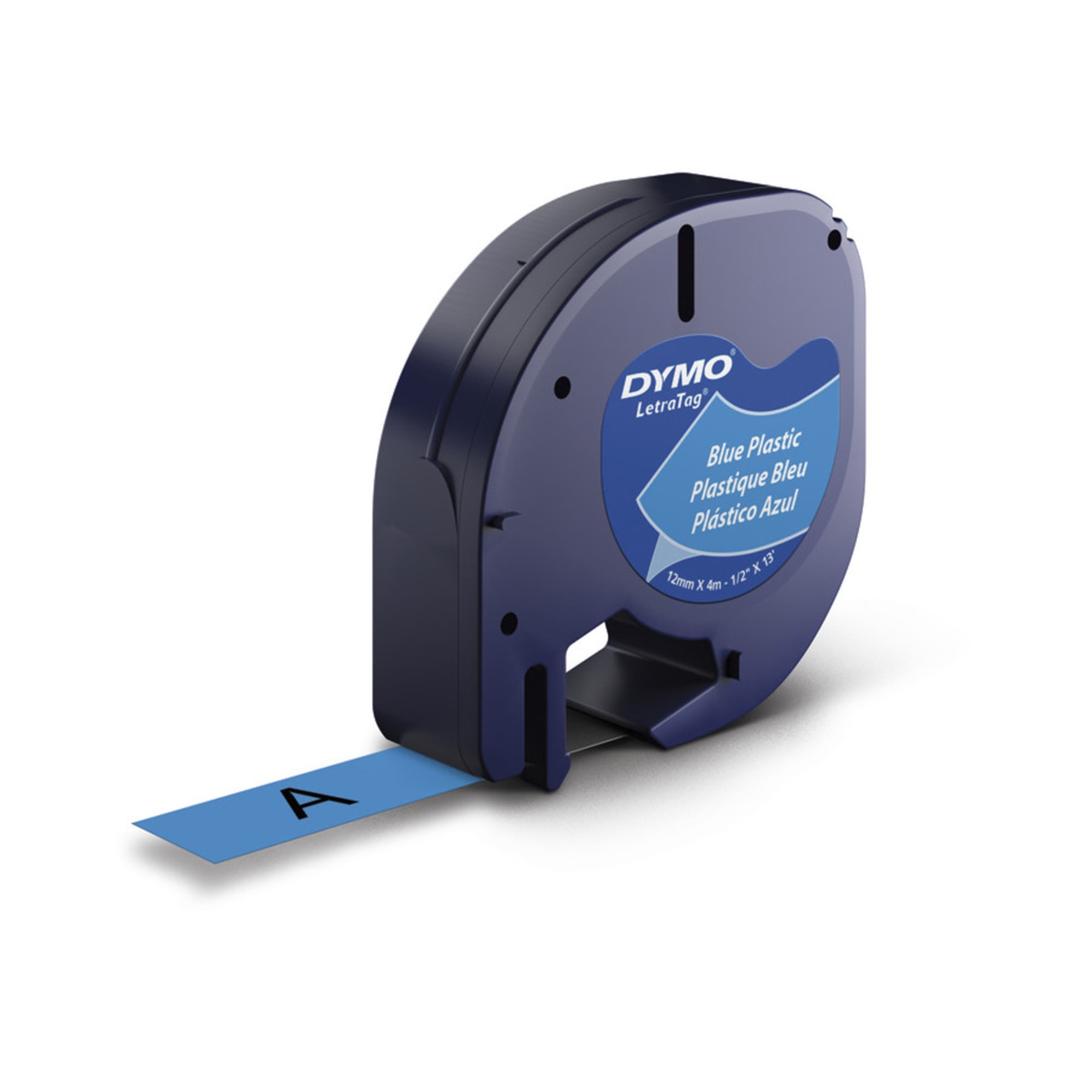 Dymo Label Tape, 0.5", BlackOnBlue