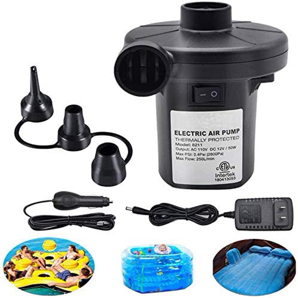 Electric Air Pump for Inflatables, Portable Quick Air Pump with 3