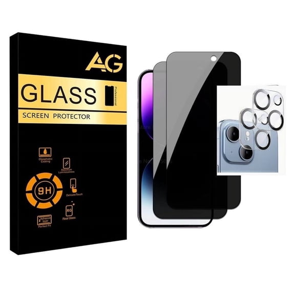 4 Pack Quality 2x Privacy Screen Protector with 2x Lens Protector-iPhone 15 Plus