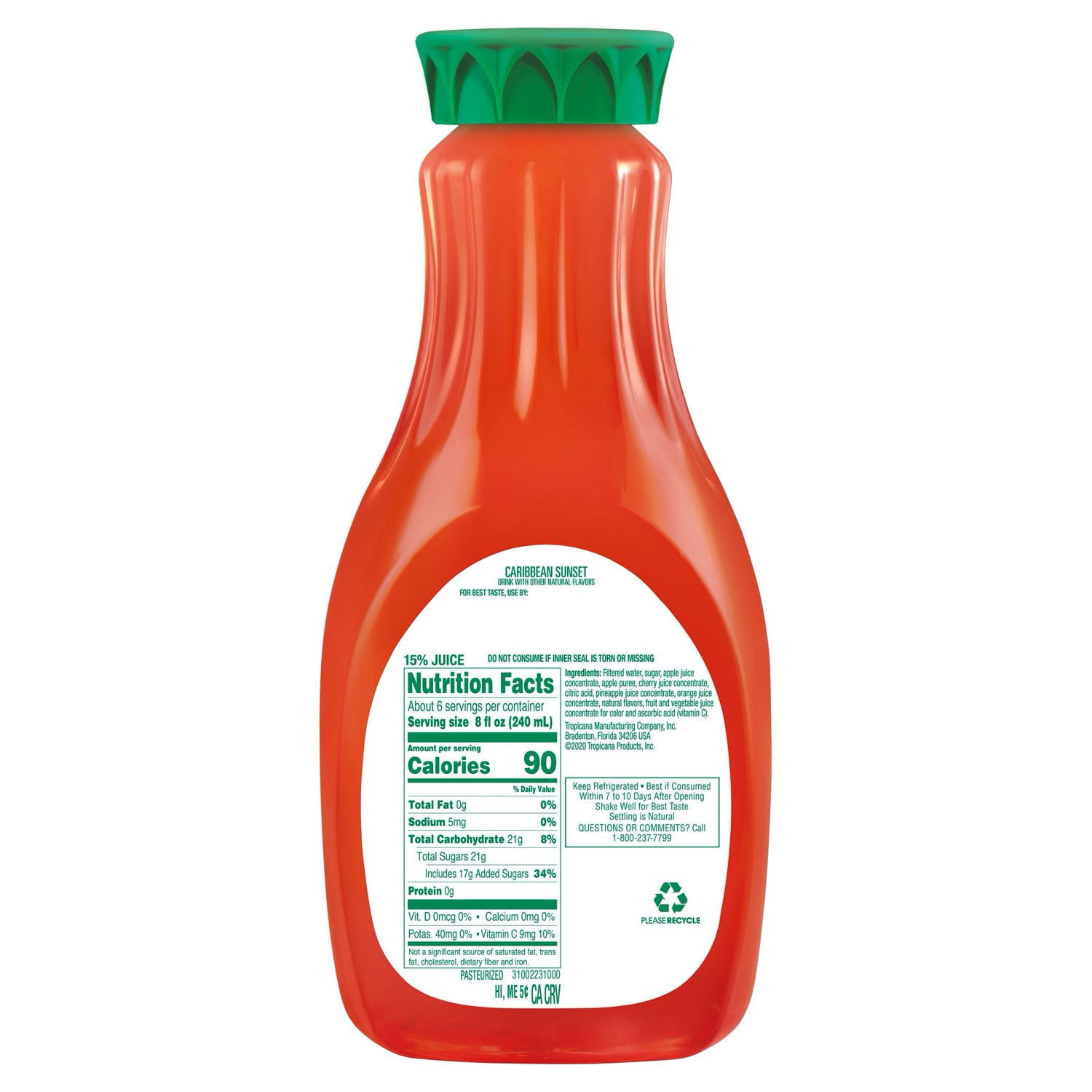 Tropicana Premium Drinks, Caribbean Sunset, 52 Fl Oz Bottle