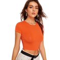 thumbnail image 1 of Women's Basic Short Sleeve Scoop Neck Crop Top, 1 of 6