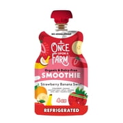 Once Upon a Farm Organic Refrigerated Kids Snack Strawberry Banana Swirl Dairy-Free Smoothie, 4oz Pouch (4 Pack)