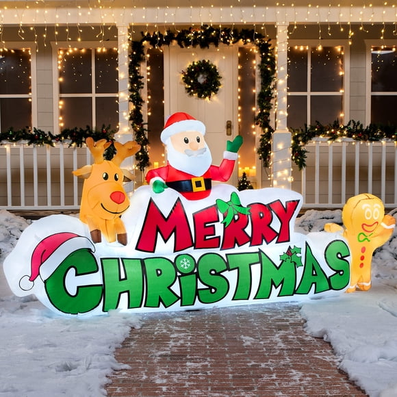 Hinchable navideño Joiedomi Merry Christmas de 2,9 m con LED