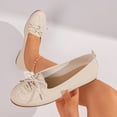 thumbnail image 2 of Gpaecead Women's Lace Up Ballet Flats Round Toe Slip On Cushioned Comfortable Faux Leather Flat Shoes For Work, Office And Casual Beige, 2 of 8