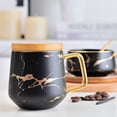 thumbnail image 3 of Taza de cerámica Yuarrent estilo nórdico con diseño de canicas y cuchara Negro/Alto, 3 of 6