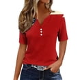 thumbnail image 2 of JTZGDY 4th of July Outfits for Women Plus Size Half Button V-Neck Henley Patriotic Tops Trendy Oversized Casual Short Sleeve Summer USA T-Shirt Multicolor#31 S, 2 of 10