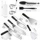 thumbnail image 2 of 11 piezas de espátulas para barbacoa, juego de espátulas de acero inoxidable, juego de accesorios para plancha de barbacoa profesional para Teppanyaki, 2 of 4