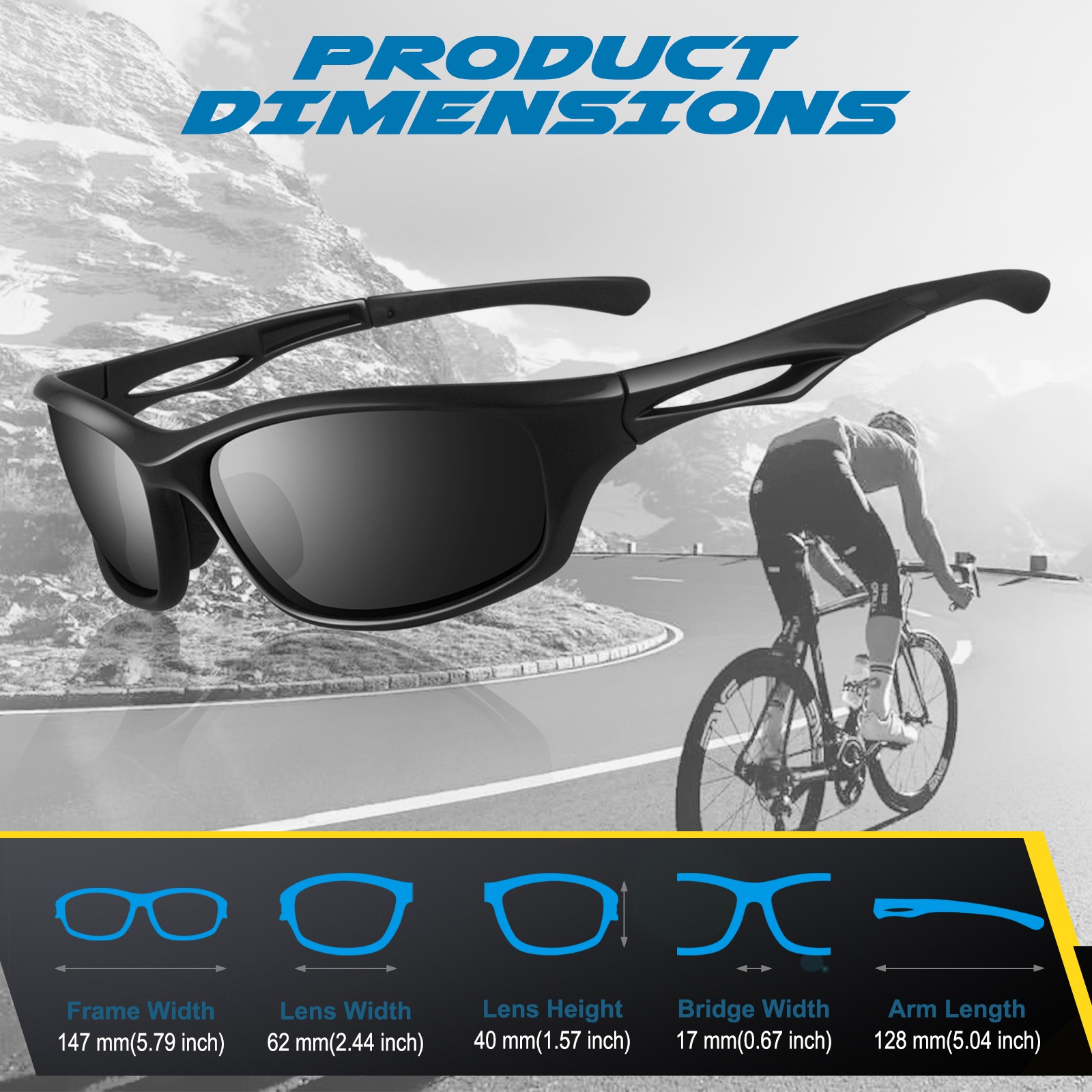 Linvo Polarized Sport Sunglasses for Men, Wrap Around photo 7