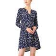 thumbnail image 2 of INSPIRE CHIC Robe Décontractée à Manches Longues et Col en V à Fleurs pour Femmes avec Taille Cintrée, 2 of 6