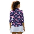 thumbnail image 3 of HUIACONG Watercolor Plumeria Floral Print Women's Golf Polo Shirts Quarter Zip Polyester Spandex Fabric with Versatile Ladies Golf Top 3/4 Sleeve for Womens, 3 of 10
