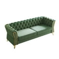 thumbnail image 3 of Chesterfield Velvet Sofa, 3-Seater Upholstered Couch with Golden Metal Legs, Button Tufted Velvet Couches for Living Room Apartment Bedroom Office, Mint Green, 3 of 9