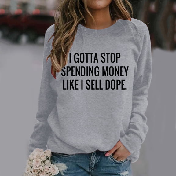 Vedolay Women's Casual Long Sleeve Sweatshirts Crew Neck Relaxed Fit Tops,Gray L