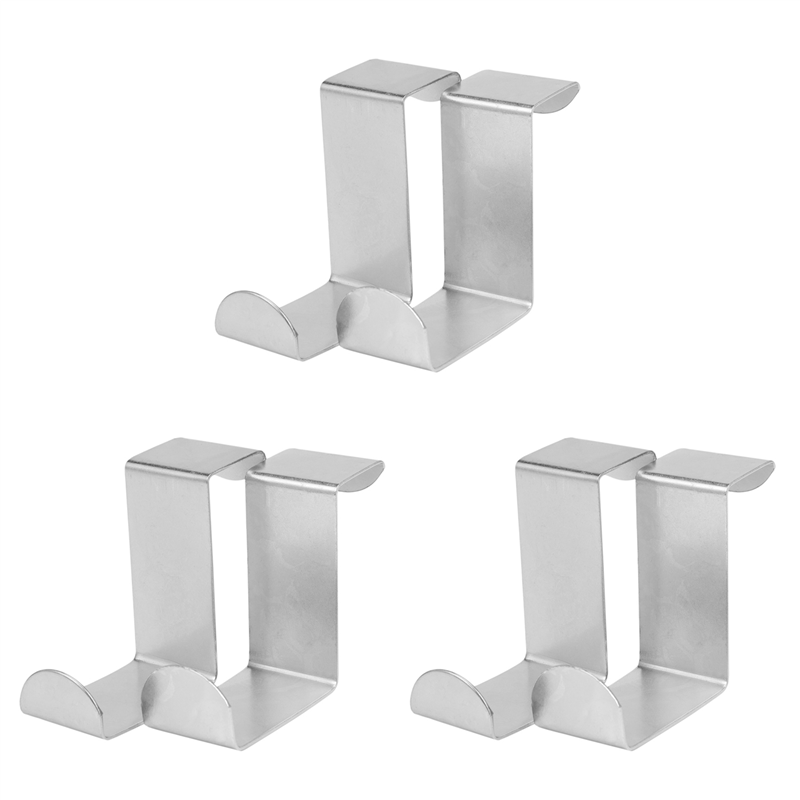 Gneuro 6PC Back Door Hook Stainless Steel Kitchen Clothes