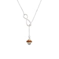 thumbnail image 2 of Delight Jewelry Goldtone Translucent Brown Center with Clear Crystals Spinner Silver tone Elegant Infinity Lariat Necklace, 2 of 4