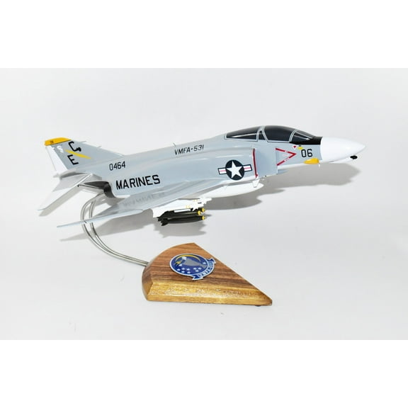 VMFA-531 GREY GHOSTS 1973 F-4B Model, 1/42 (18") Scale, Mahogany, Marines, Fighter
