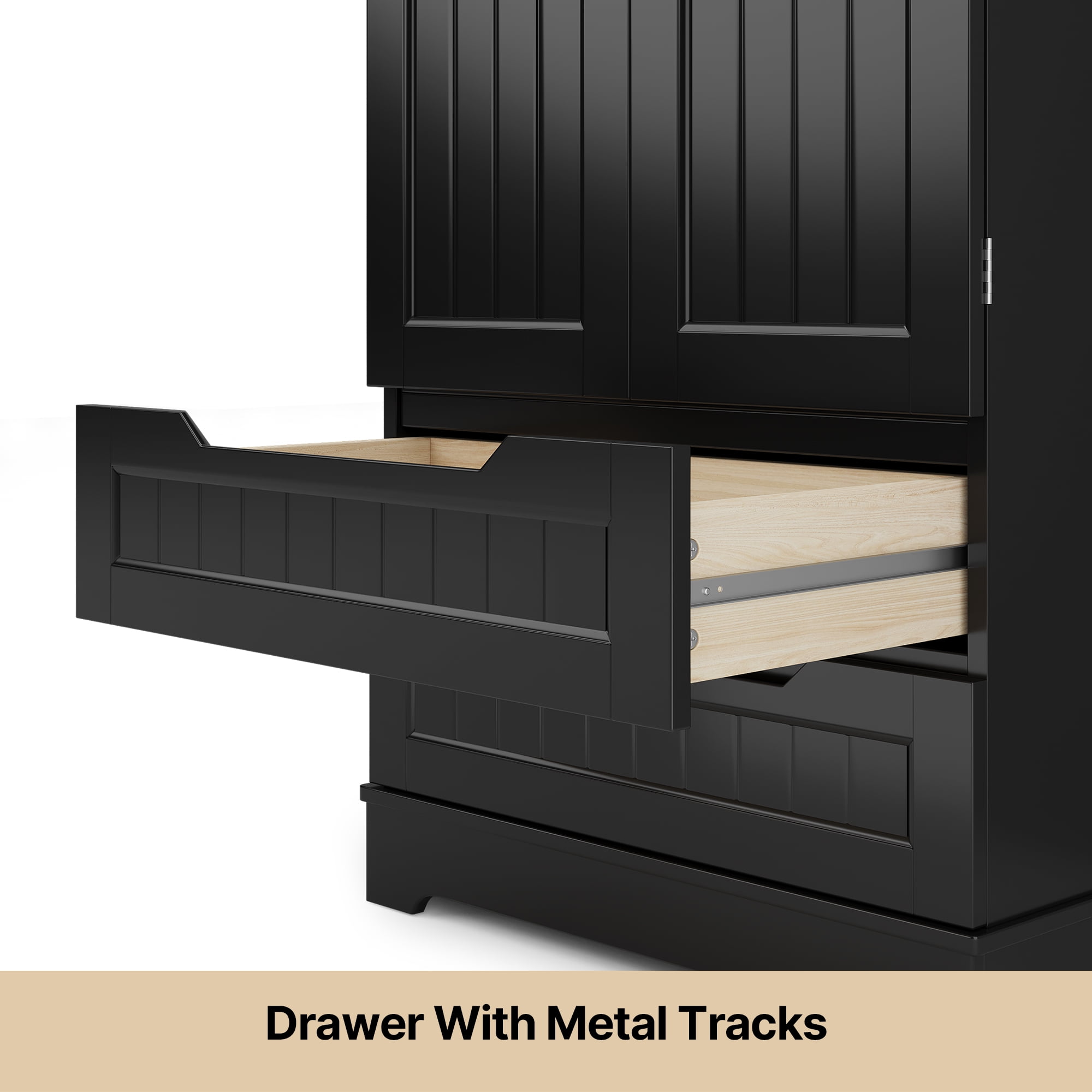 63'' Large Kitchen Pantry Cabinet with Drawers, Noelse Pantry Storage Cabinets with 2 Doors and 3 Shelves for Kitchen Dining Room and Living Room, Black