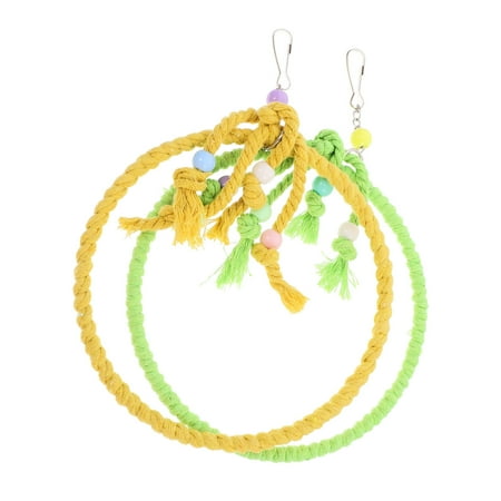 COMPUKAS Cotton Rope Bird Swing and Perch Multi-Color Comfortable Resting Spot 2Pcs