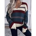 thumbnail image 6 of Women Striped Drop‑Shoulder Long Sleeve Knit Sweater Casual Daily Top, 6 of 7