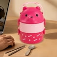 thumbnail image 1 of Glasses Bear Lunch Box Set,Double Layer Divided Bento Storage Container,Microwave Safe Leakproof Meal Box,Portable Student Office Lunch Carrier,Large Capacity Cutlery Handle Lunch Kit, 1 of 6