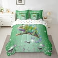 thumbnail image 2 of Chameleon 7 Piece Comforter Set Full Bed in a Bag,Green Sequin Fluid Art Comforter and Sheet Set,Crystal Diamond Bedding Set,Woodland Animals Bed Set Tropical Jungle Wildlife Room Decor, 2 of 5