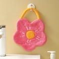 thumbnail image 1 of Toallas de mano con flores adorables para niños - Vellón coral de microfibra suave con lazo colgante para baño, cocina y dormitorio, 1 of 3
