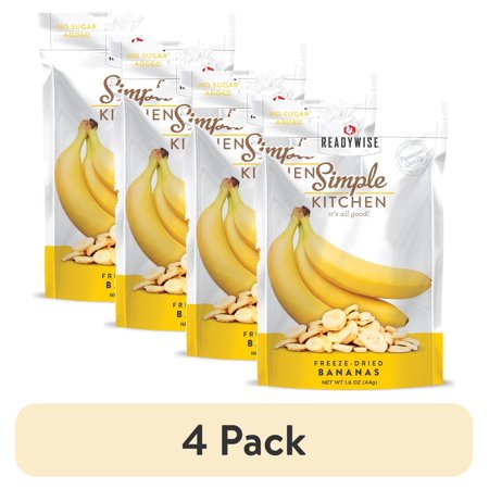 (4 pack) Simple Kitchen Freeze-Dried Sliced Bananas, 1.6 oz
