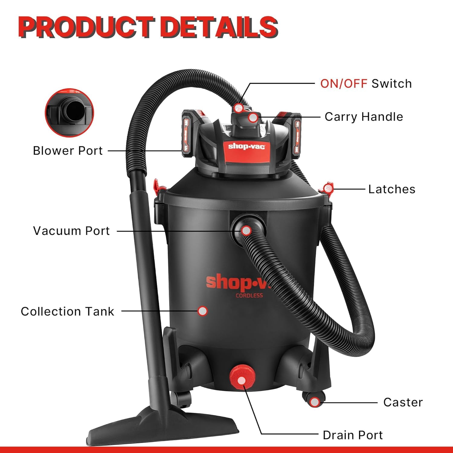 Shop-Vac 20V Cordless 10 Gallon Wet Dry Vacuum with (2) 2.0Ah Batteries and Charger