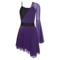 thumbnail image 3 of SiiRoh Figure Skating Dress for Women Color Block Asymmetrical Ballet Dress Lyrical Dancing Dresses Purple XXL, 3 of 5
